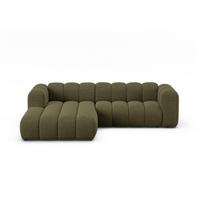 Žalios spalvos kampinė sofa iš šenilinio audinio (su kairiuoju kampu/su gultu) Lupine – Micadoni