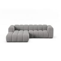 Pilkos spalvos kampinė sofa iš šenilinio audinio (su kairiuoju kampu/su gultu) Lupine – Micadoni