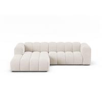 Kreminės spalvos kampinė sofa iš šenilinio audinio (su kairiuoju kampu/su gultu) Lupine – Micadoni