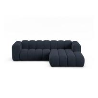 Tamsiai mėlynos spalvos kampinė sofa iš šenilinio audinio (su dešiniuoju kampu/su gultu) Lupine – Micadoni