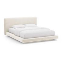 Dramblio kaulo spalvos dvigulė lova audiniu dengta 180x200 cm Linea – Micadoni