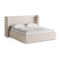 Smėlio spalvos dvigulė lova audiniu dengta su sandėliavimo vieta su lovos grotelėmis 160x200 cm Mount – Micadoni