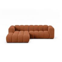 Raudonos plytų spalvos kampinė sofa iš šenilinio audinio (su kairiuoju kampu/su gultu) Lupine – Micadoni
