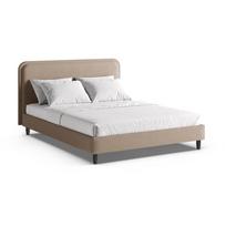 Pilkai smėlinės spalvos dvigulė lova audiniu dengta su lovos grotelėmis 160x200 cm Aveline – Micadoni