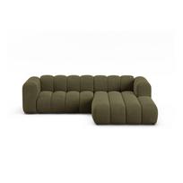 Žalios spalvos kampinė sofa iš šenilinio audinio (su dešiniuoju kampu/su gultu) Lupine – Micadoni