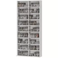HOMCOM CD DVD Blu-ray lentyna, CD stovas iki 640 CD arba 360 DVD arba 430 Blu-ray diskų, saugykla, knygų lentyna, laikmenų lentyna svetainei 78,5 x 24 x 175 cm, balta