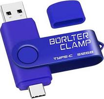 "BorlterClamp" C tipo USB atmintinė 512GB, 2 in 1 OTG atmintinė USB 3.0 su dvigubu USB C prievadu, skirta "Android" išmaniesiems telefonams "Samsung S10/S9/S8", "Huawei", planšetiniams kompiuteriams ir kompiuteriams (mėlyna)