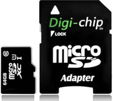 "Digi Chip" 64GB "Micro-SD" atminties kortelė, skirta "Samsung Galaxy A10", A20, A30, A40, A50, A60, A70, A90, A10s, A20s, A30s, A50s, A70s, M10s, M30s išmaniesiems telefonams