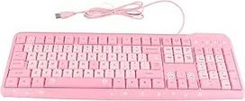"Dioche" rožinė klaviatūra Universali klaviatūra su 130 cm ilgio USB kabeliu, QWERTY išdėstymas (anglų kalba), itin plona, mielo animacinio dizaino, skirta namams, biurui ir nešiojamajam kompiuteriui