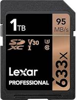 "Lexar Professional 633x" 1TB SDXC UHS-I atminties kortelė - iki 95MB/s skaitymo greičio - skirta DSLR vidutinės klasės HD vaizdo kameroms 3D fotoaparatams (LSD1TCB633)