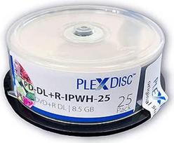 "PlexDisc DVD+R DL", 25 vnt., 8X, 8,5GB, dvisluoksnis, spausdinamas rašaliniu spausdintuvu, matinės baltos spalvos