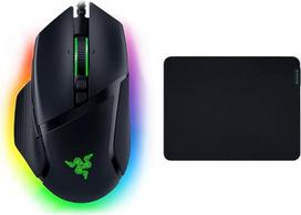 "Razer Basilisk V3" - laidinė, pritaikoma žaidimų pelė su "Chroma RGB", skirta PC/Mac Black ir "Gigantus V2 Medium" - minkštas žaidimų pelės kilimėlis greitam žaidimui, 360 x 275 x 3 mm - juoda