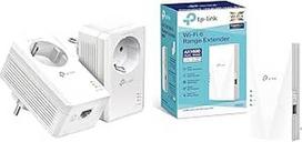 "TP-Link Powerline" adapterio TL-PA7017P rinkinys ir "RE500X WiFi" 6 WLAN stiprintuvo kartotuvas AX1500
