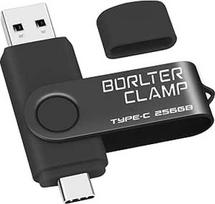 C tipo USB atmintinė 256GB, BorlterClamp 2 in 1 OTG atmintinė USB 3.0 su dvigubu USB C prievadu, skirta "Android" išmaniesiems telefonams "Samsung S10/S9/S8", "Huawei", planšetiniams kompiuteriams ir kompiuteriams (juoda)