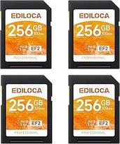 EF2 UHS-I atminties kortelė 256GB, 4 vnt., skaitymo greitis 100MB/s, įrašymo greitis 90MB/s, C10, U3, V30, "Full HD" ir 4K vaizdo įrašai, SD kortelė profesionaliems fotografams