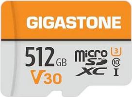 GIGASTONE 512GB "MicroSDXC" atminties kortelė + SD adapteris iki 100MB/s fotoaparatui, kompiuteriui, nešiojamajam kompiuteriui ir planšetiniam kompiuteriui, 4K UHD vaizdo įrašymui, UHS-I V30 10 klasės U3