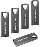 GIGASTONE 32GB plonas atmintukas (5 vnt.) Z70 USB 3.2 Gen 1, itin greitas, 100MB/s, nikelio metalo dizainas, duomenų saugykla, atsarginė kopija, skirta kompiuteriui, kompiuteriui, televizoriui ir automobiliui, suderinama su USB 2.0/3.0/3.1