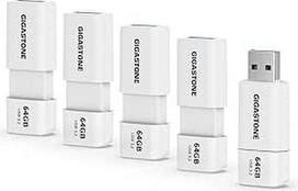 GIGASTONE 64GB atmintinė (5 vnt.) Z60 USB 3.2 Gen 1, 100MB/s itin greita, be dangtelio, duomenų saugykla, atsarginė kopija, skirta kompiuteriui, kompiuteriui, televizoriui ir automobiliui, suderinama su USB 2.0/3.0/3.1
