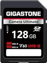 GIGASTONE UHS-II V60 128GB SD kortelė, "Camera Ultimate", iki 280/100MB/s, U3 SDXC 4K Ultra HD UHD vaizdo įrašas DSLR "Canon" su 2 mini dėklais