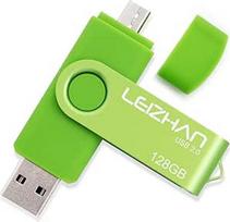 leizhan 128GB "Micro USB 2.0 Stick" atminties kortelė "Memory Stick Dual Flash Drive" su "Micro/USB" jungtimi, skirta "Android" išmaniesiems telefonams, planšetiniams kompiuteriams ir kompiuteriams (žalia)