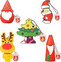 LEIZHAN USB atmintinė 16GB Memory Stick Santa Claus Elk Cute Kalėdų serijos dovana studentams ir vaikams 5 vnt.