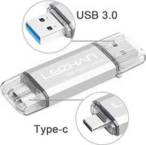 leizhan USB atmintinė 256GB C tipo atminties kortelė OTG Memory Stick 2-in-1 Flash Drive USB 3.0 rašiklinis diskas, skirtas kompiuteriams, nešiojamiesiems kompiuteriams ir kitiems USB-C įrenginiams (256GB, sidabrinė)