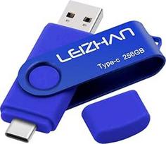 leizhan USB atmintinė C tipo atminties kortelė 256GB OTG (On The Go) 2-in-1 USB C atminties kortelė, skirta C tipo išmaniesiems telefonams ir "MacBook" (256GB, mėlyna)
