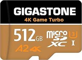 Tik "Switch 1": GIGASTONE 512GB "Micro SD" kortelė + adapteris, 4K Game Turbo, iki 160/130MB/s, "MicroSDXC" atminties kortelė, skirta "Nintendo Switch 1", A2 V30 U3 UHS-I 【5 metų nemokamas duomenų atkūrimas】