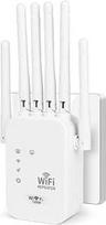 WLAN stiprintuvas, 1200Mbps WLAN kartotuvas su 6 antenomis, "WiFi" stiprintuvas su Ethernet prievadu, "WiFi Extender Booster" WiFi interneto stiprintuvas visiems WLAN įrenginiams prijungti - baltas