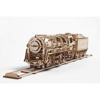 Medinis konstruktorius UGEARS Steam Locomotive with tender. Garvežys
