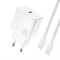 Usb-c Tinklo įkroviklis Su Usb-c Gan Pd 30 W Kabeliu - Baltas