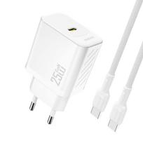 Usb-c Tinklo įkroviklis Su Usb-c Gan Pd Kabeliu 25 W - Baltas