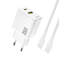 Usb-a Usb-c Tinklo įkroviklis Su Usb-c Pd Qc Kabeliu 35 W - Baltas