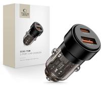 Automobilinis įkroviklis Usb-a Usb-c Cc03 Pd 75w - Juodas