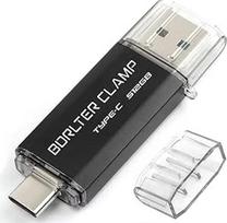 "BorlterClamp" C tipo USB atmintinė 512GB OTG atminties kortelė su dviem USB C 3.0 prievadais "Android" išmaniesiems telefonams "Samsung S10 S9", "Huawei Honor" ir kt., planšetiniams kompiuteriams ir kompiuteriams (juoda)