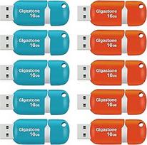 "Gigastone V10" 16GB talpos 10 vnt. USB 2.0 atmintinių, ištraukiami mygtukai, skirti "MacBook" nešiojamiesiems kompiuteriams, suderinami su "Windows Mac Linux", USB atmintinės, USB atmintinės, mišrios spalvos - mėlyna ir oranžinė