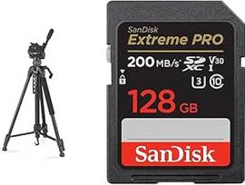 "Hama" trikojis fotoaparatas "Action 153 3D" ir "SanDisk Extreme PRO SDXC UHS-I" atminties kortelė 128GB