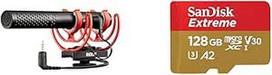 "RØDE VideoMic NTG Premium" USB / fotoaparato mikrofonas ir "SanDisk Extreme microSDXC UHS-I" 128GB atminties kortelė + adapteris