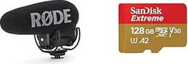 "RØDE VideoMic Pro+ Premium Shotgun" mikrofonas ir "SanDisk Extreme microSDXC UHS-I" 128GB atminties kortelė + adapteris