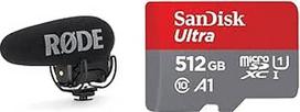 "RØDE VideoMic Pro+ Premium Shotgun" mikrofonas ir "SanDisk Ultra Android microSDXC UHS-I" atminties kortelė 512GB + adapteris