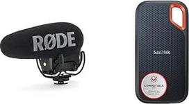 "RØDE VideoMic Pro+ Premium" šautuvo mikrofonas ir "SanDisk Extreme" nešiojamasis 1TB SSD diskas