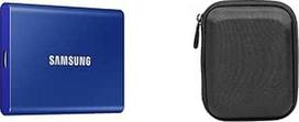 "Samsung T7" nešiojamasis SSD diskas - 1 TB - USB 3.2 Gen.2 išorinis SSD Indigo Blue (MU-PC1T0H/WW) + "Amazon Basics" kietojo disko dėklas, juodas
