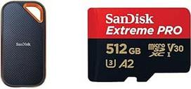 "SanDisk Extreme PRO" nešiojamasis SSD išorinis SSD 2 TB ir "Extreme PRO microSDXC UHS-I" atminties kortelė 512GB + adapteris ir "RescuePRO Deluxe