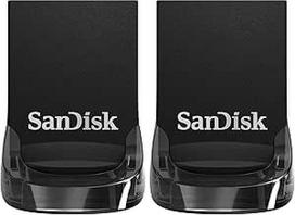 "SanDisk Ultra Fit" USB 3.2 atmintinė 64GB (skirta nešiojamiesiems kompiuteriams, žaidimų konsolėms ir automobilių garso sistemoms, įjungiama ir paliekama, 130MB/s skaitymo greitis, "RescuePRO Deluxe" programinė įranga) (2 vnt.)