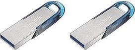 "SanDisk Ultra Flair" USB 3.0 atmintinė 64GB ("Rescue Pro" programinė įranga, apsauga slaptažodžiu, patvarus, plonas metalinis korpusas, 150MB/s duomenų perdavimo greitis), mėlyna (2 vnt.)