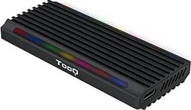 "TooQ" TQE-2222B M.2 NGFF/NVMe SSD korpusas "Shinobi", USB-C jungtis (USB 3.1 Gen2 10Gb/s), RGB, juodas, mažas, 42 g