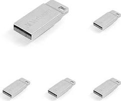 "Verbatim Executive Metal" 32GB USB 2.0 atminties kortelė, skirta nešiojamajam kompiuteriui "Ultrabook" televizoriui Automobilis Stereo USB 2.0 atminties kortelė su raktų pakabuku, sidabrinė (5 vnt.)