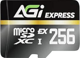 AGI TF338 "Micro SD Express" 256GB, iki 800MB/s skaitymo greičio, optimizuota žaidimams, A2, 4K, didelės spartos atminties kortelė, skirta "Switch 2", nešiojamoms konsolėms, nešiojamiems žaidimų įrenginiams
