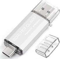C tipo USB atmintinė 256GB OTG "2-in-1" atmintinė su dviem USB 3.0 prievadais, skirta išmaniesiems telefonams, planšetiniams kompiuteriams ir kompiuteriams (sidabrinė)