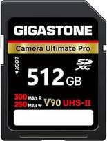 GIGASTONE UHS-II V90 512GB SD kortelė, Camera Ultimate Pro, iki 300/250MB/s, U3 SDXC 4K Ultra HD UHD Video für DSLR Canon inkl. 1 Mini Hülle